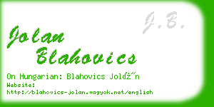 jolan blahovics business card